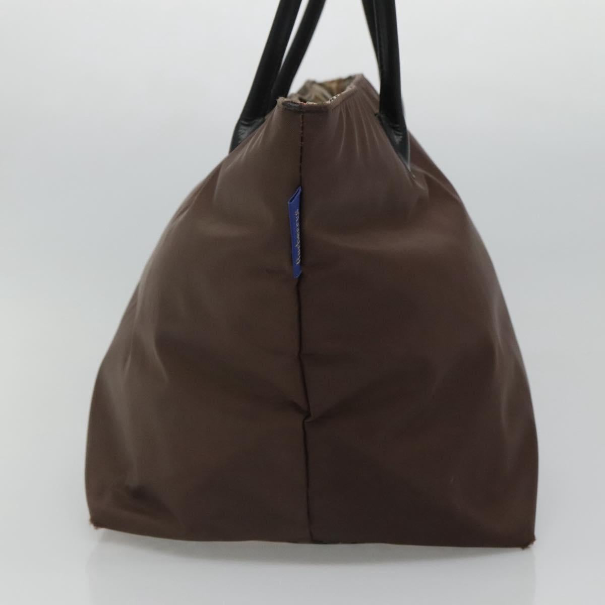 Burberrys Blue Label Tote Bag Nylon Brown Auth ti2871