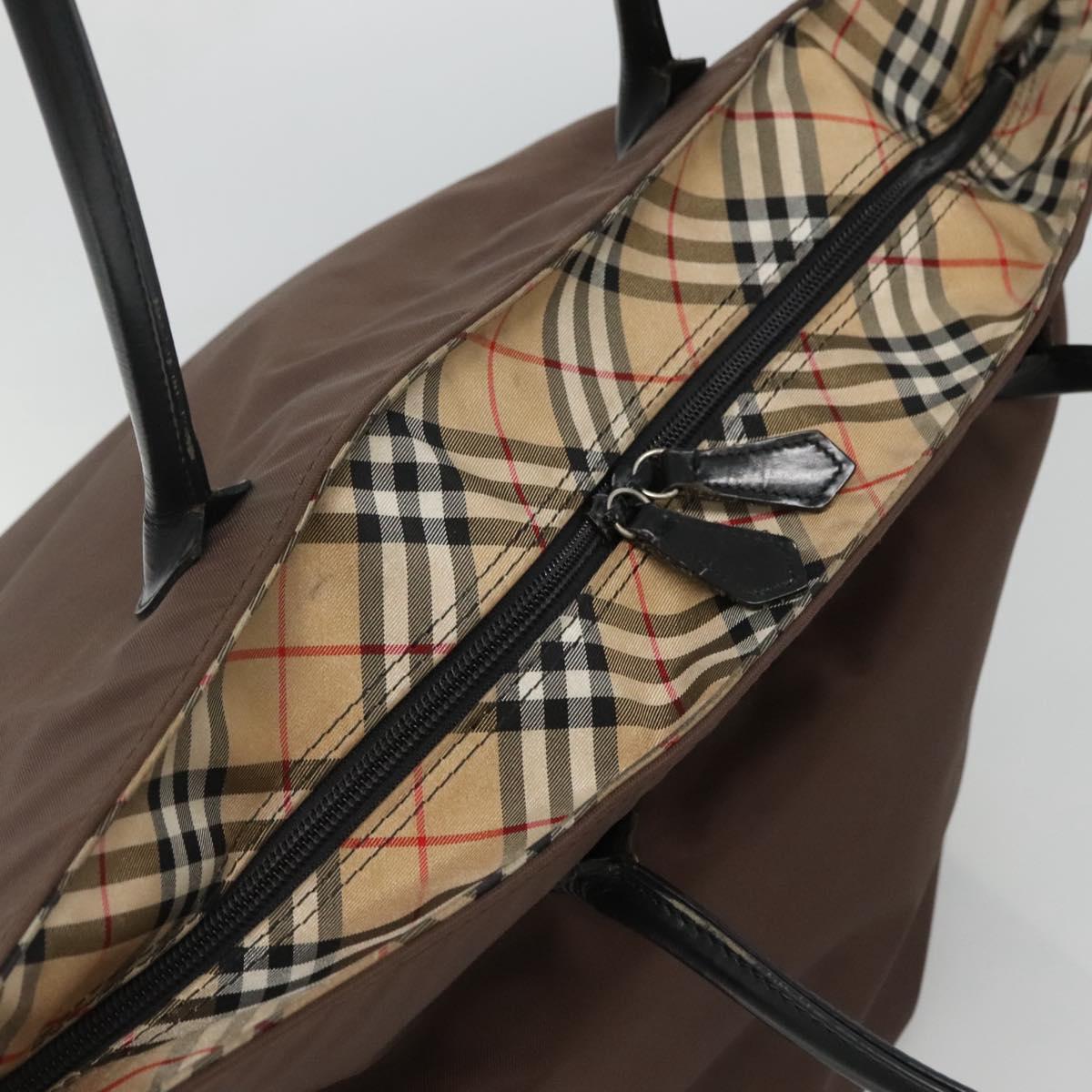 Burberrys Blue Label Tote Bag Nylon Brown Auth ti2871