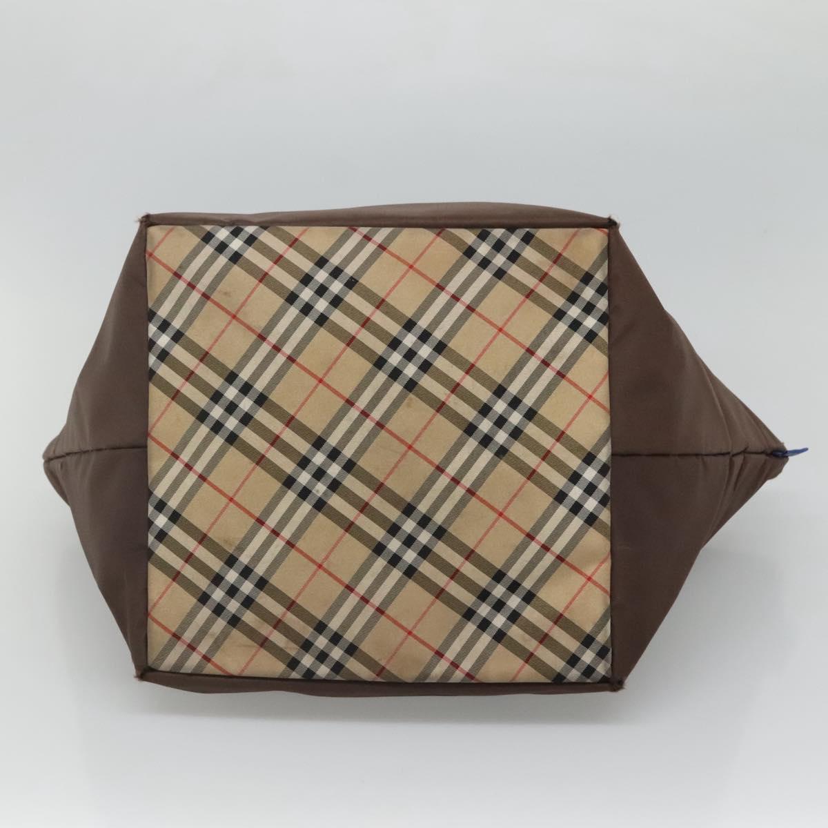 Burberrys Blue Label Tote Bag Nylon Brown Auth ti2871