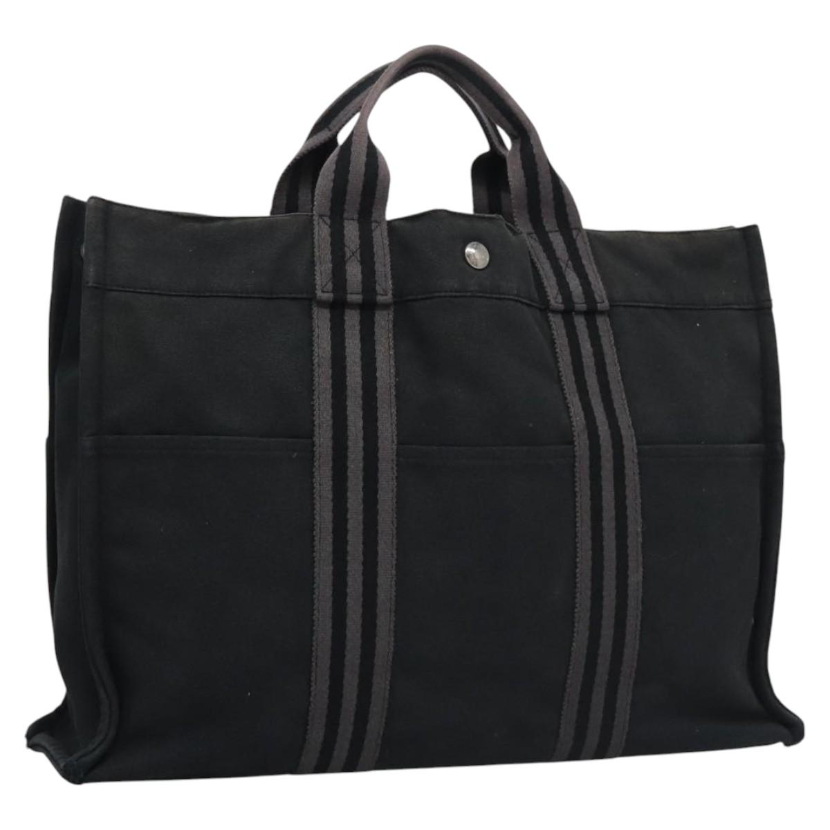 HERMES Fourre Tout MM Hand Bag Canvas Black Auth ti2874