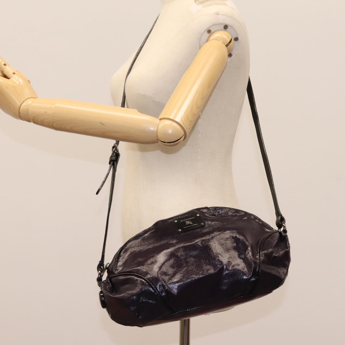 BURBERRY Blue Label Shoulder Bag Enamel Purple Auth ti2877