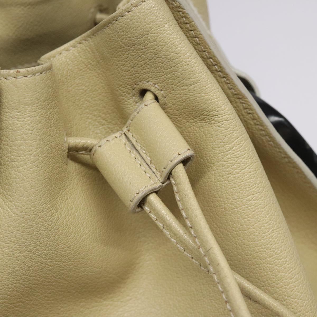 GUCCI Shoulder Bag Leather Beige Auth ti2881