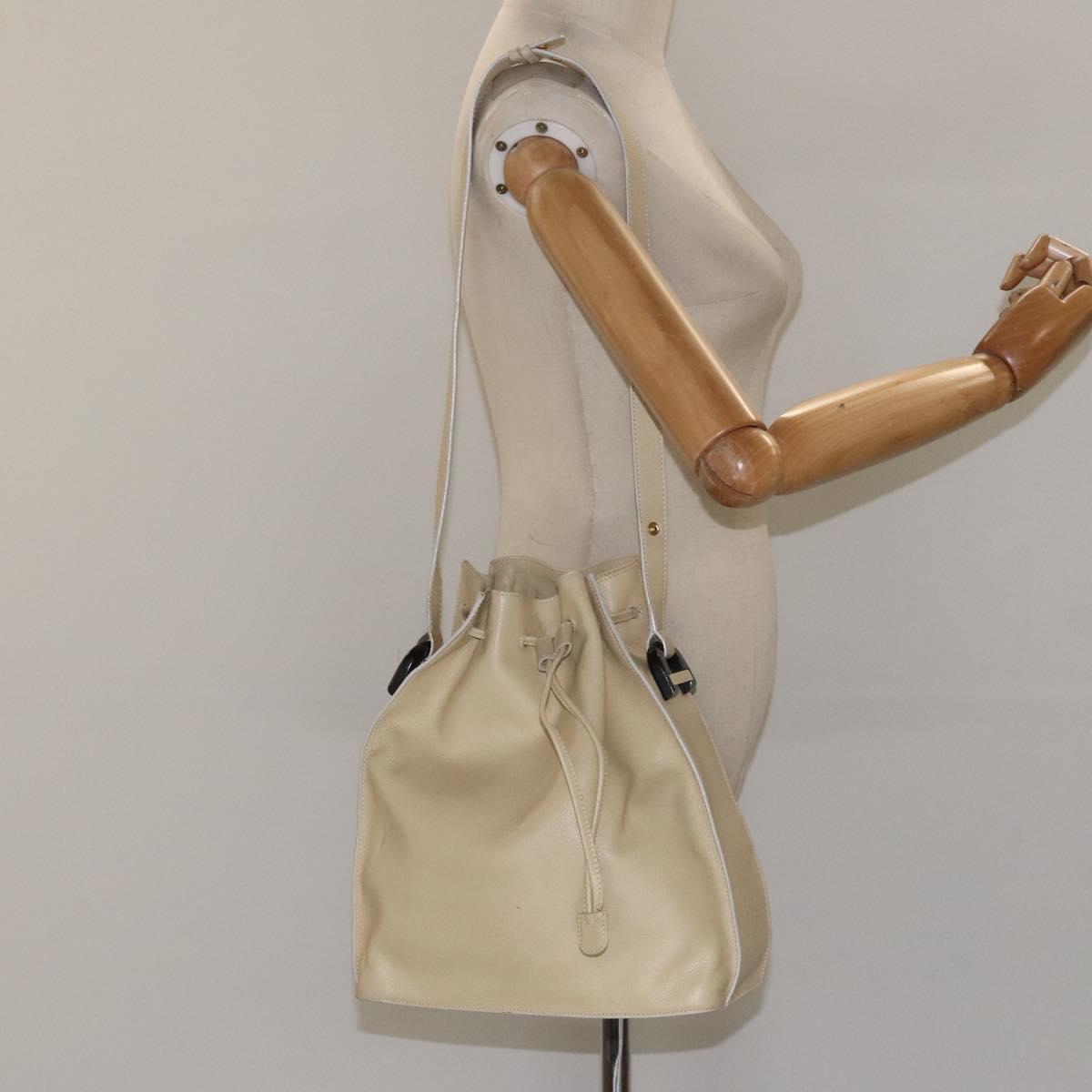 GUCCI Shoulder Bag Leather Beige Auth ti2881