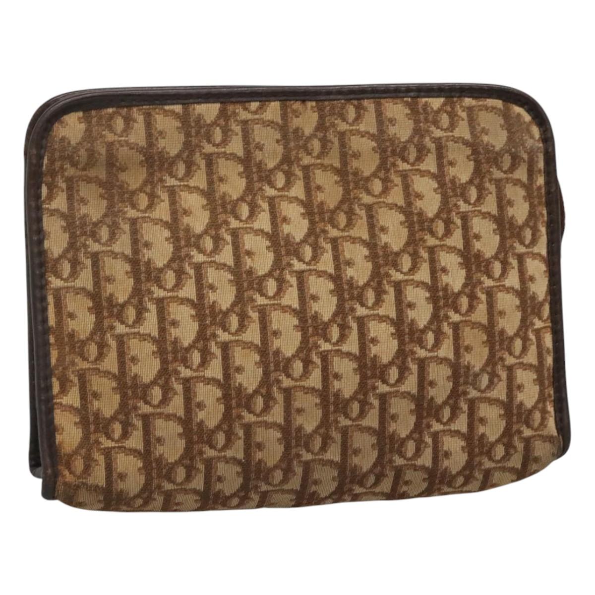 Christian Dior Trotter Canvas Clutch Bag Brown Auth ti2891