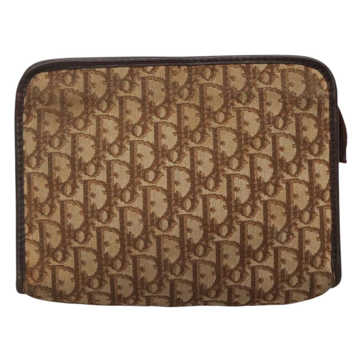 Christian Dior Trotter Canvas Clutch Bag Brown Auth ti2891