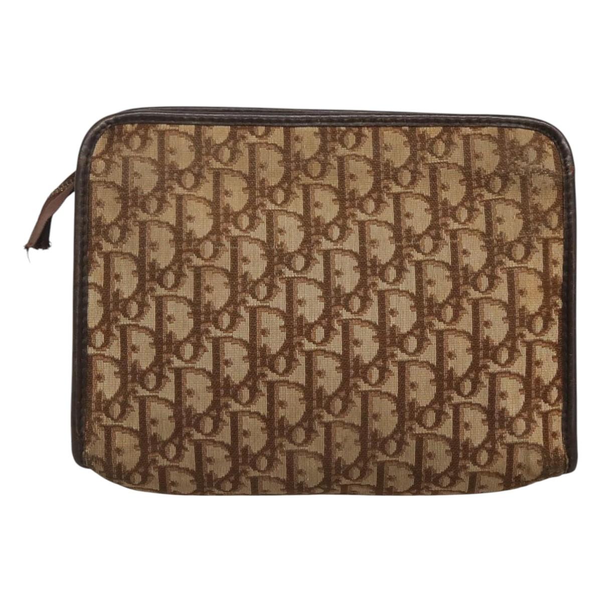 Christian Dior Trotter Canvas Clutch Bag Brown Auth ti2891