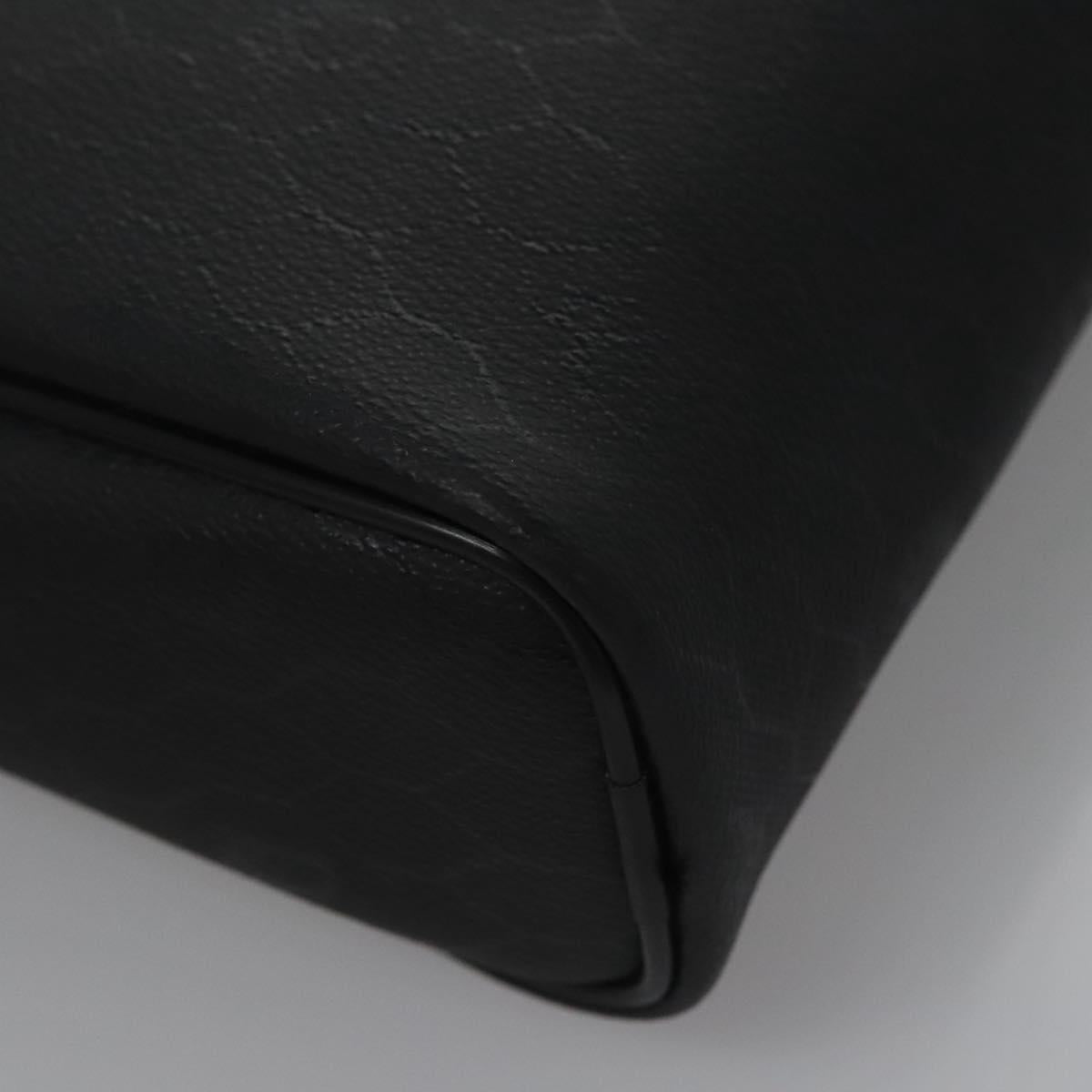 Christian Dior Honeycomb Canvas Clutch Bag PVC Leather Black Silver Auth ti2892