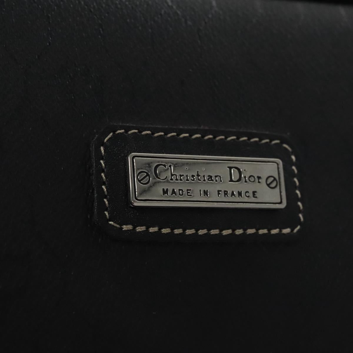 Christian Dior Honeycomb Canvas Clutch Bag PVC Leather Black Silver Auth ti2892