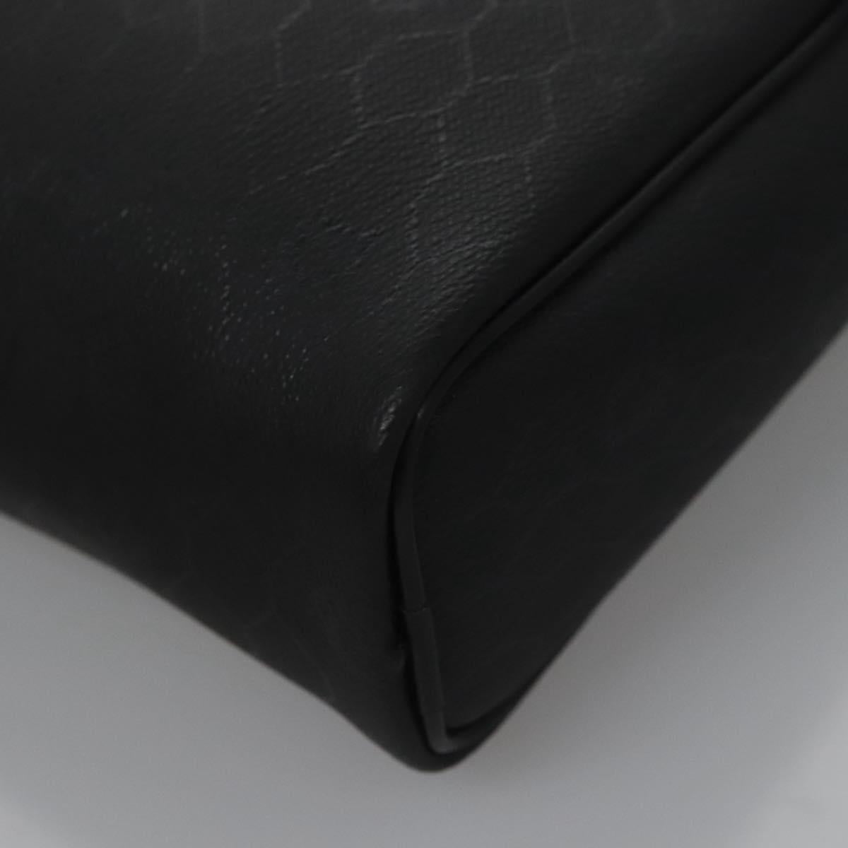 Christian Dior Honeycomb Canvas Clutch Bag PVC Leather Black Silver Auth ti2892