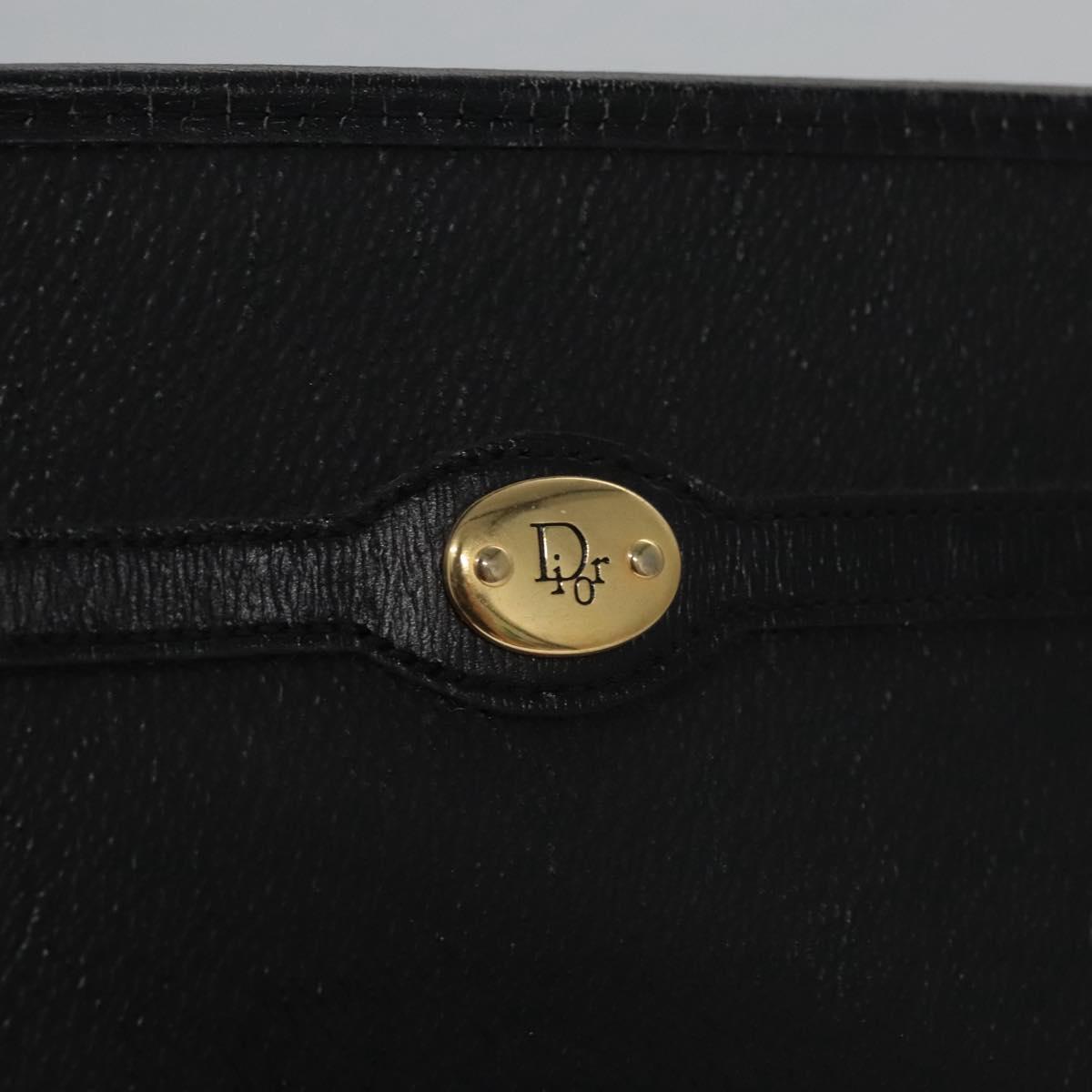 Christian Dior Honeycomb Canvas Clutch Bag PVC Leather Black Gold Auth ti2893