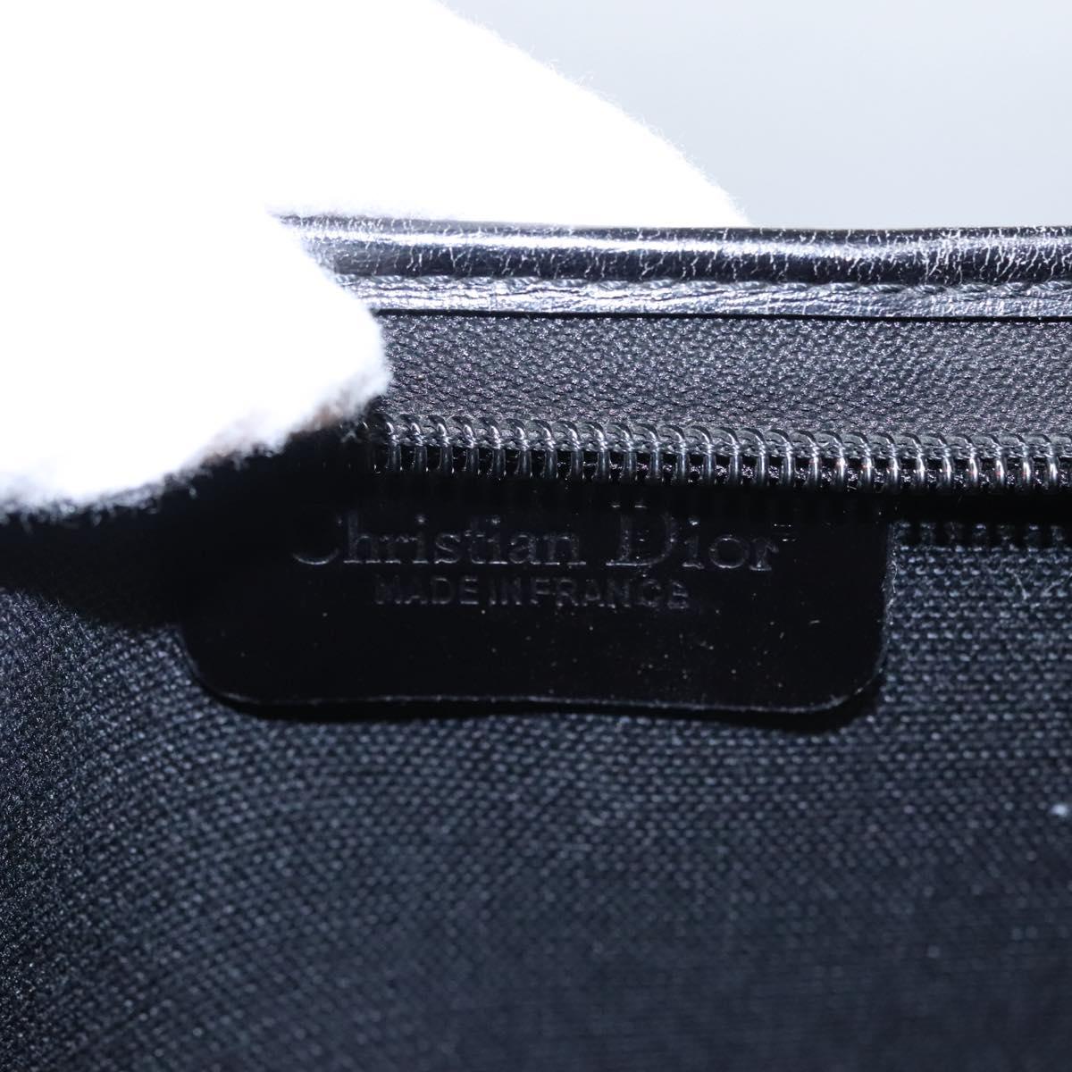 Christian Dior Honeycomb Canvas Clutch Bag PVC Leather Black Gold Auth ti2893