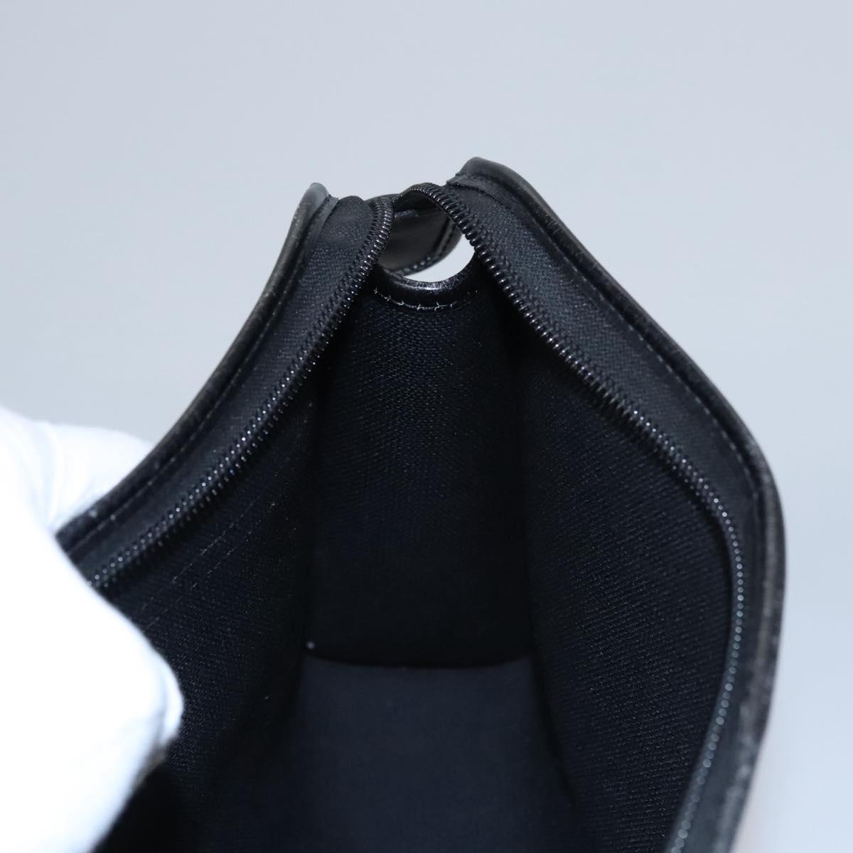 Christian Dior Honeycomb Canvas Clutch Bag PVC Leather Black Gold Auth ti2893