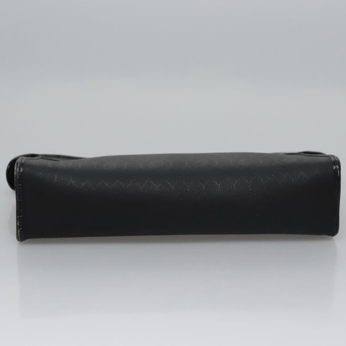 Christian Dior Honeycomb Canvas Clutch Bag PVC Leather Black Gold Auth ti2893