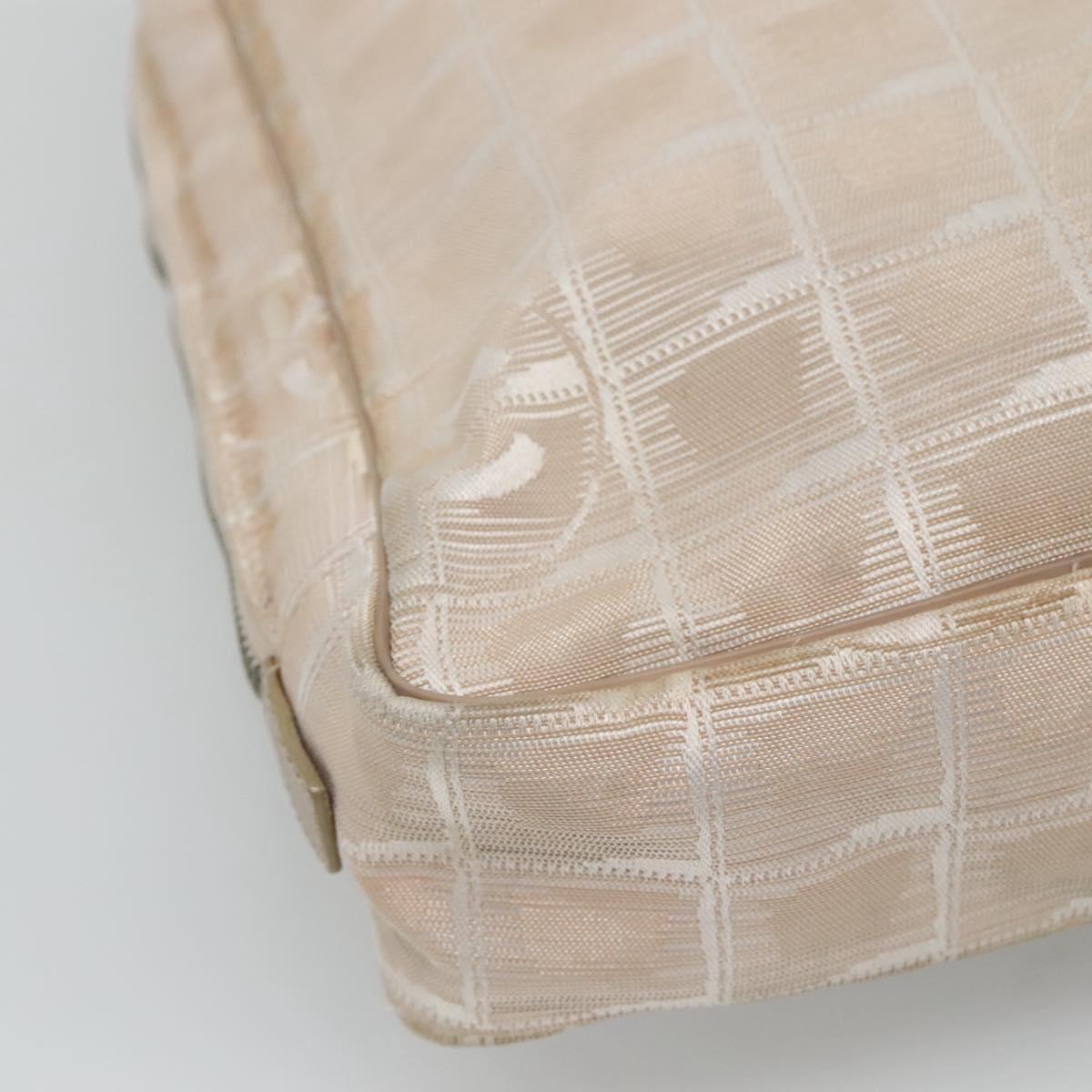 CHANEL New Travel line Hand Bag Nylon Beige CC Auth ti2897