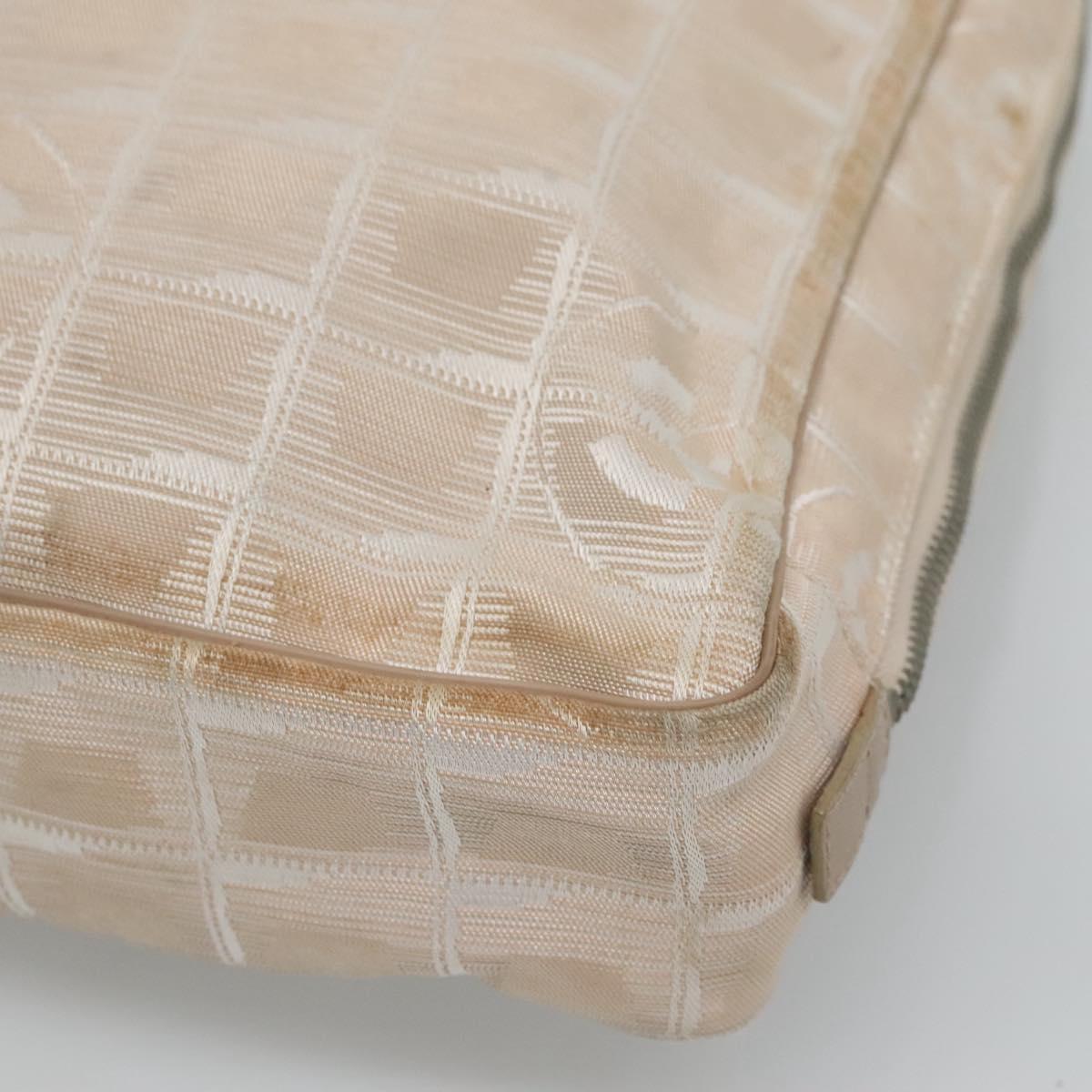 CHANEL New Travel line Hand Bag Nylon Beige CC Auth ti2897