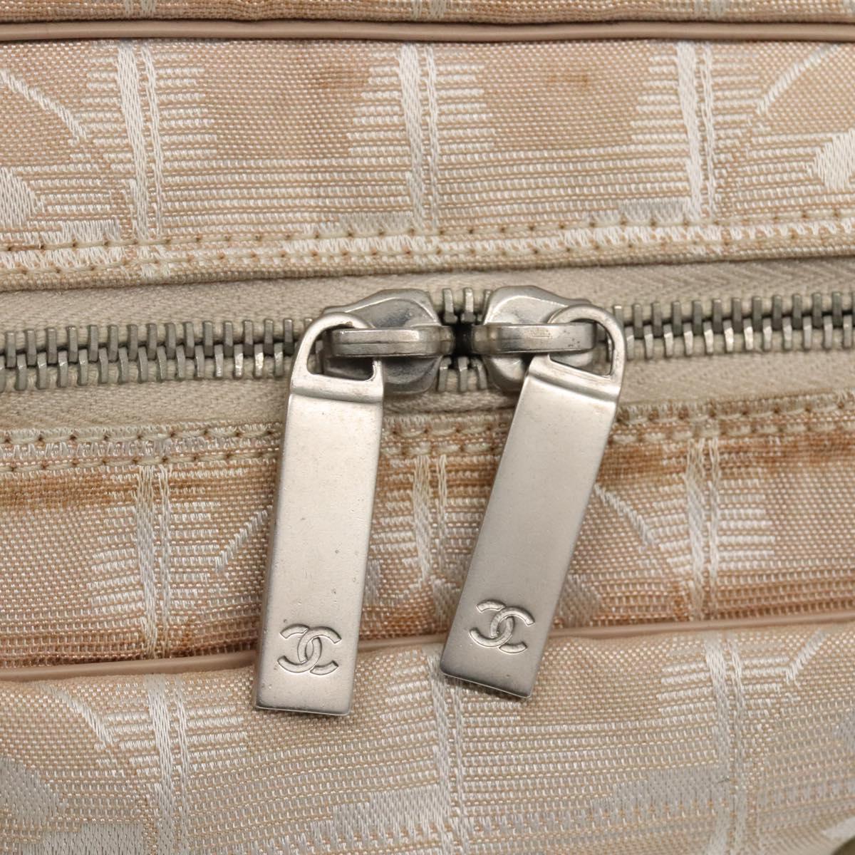 CHANEL New Travel line Hand Bag Nylon Beige CC Auth ti2897