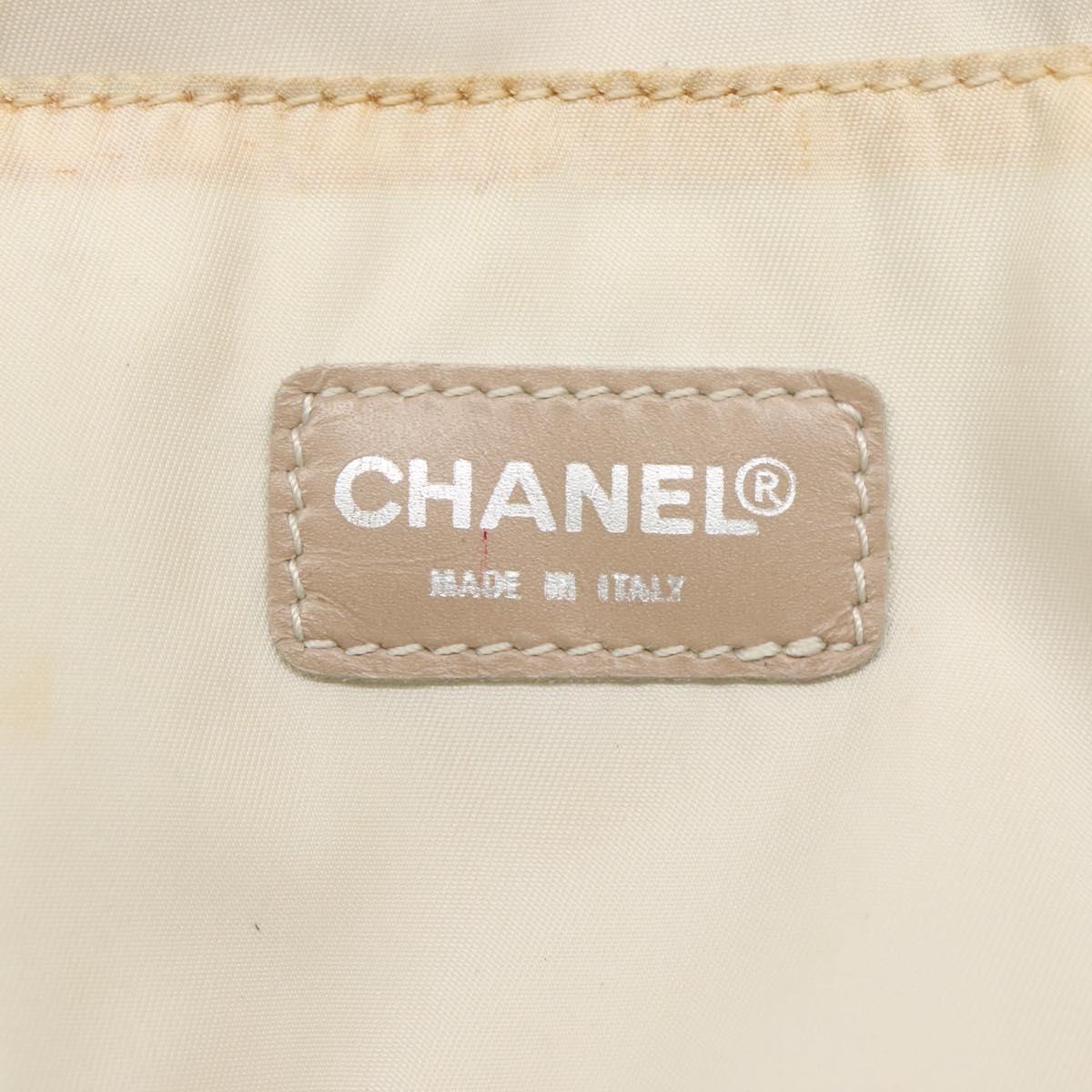 CHANEL New Travel line Hand Bag Nylon Beige CC Auth ti2897