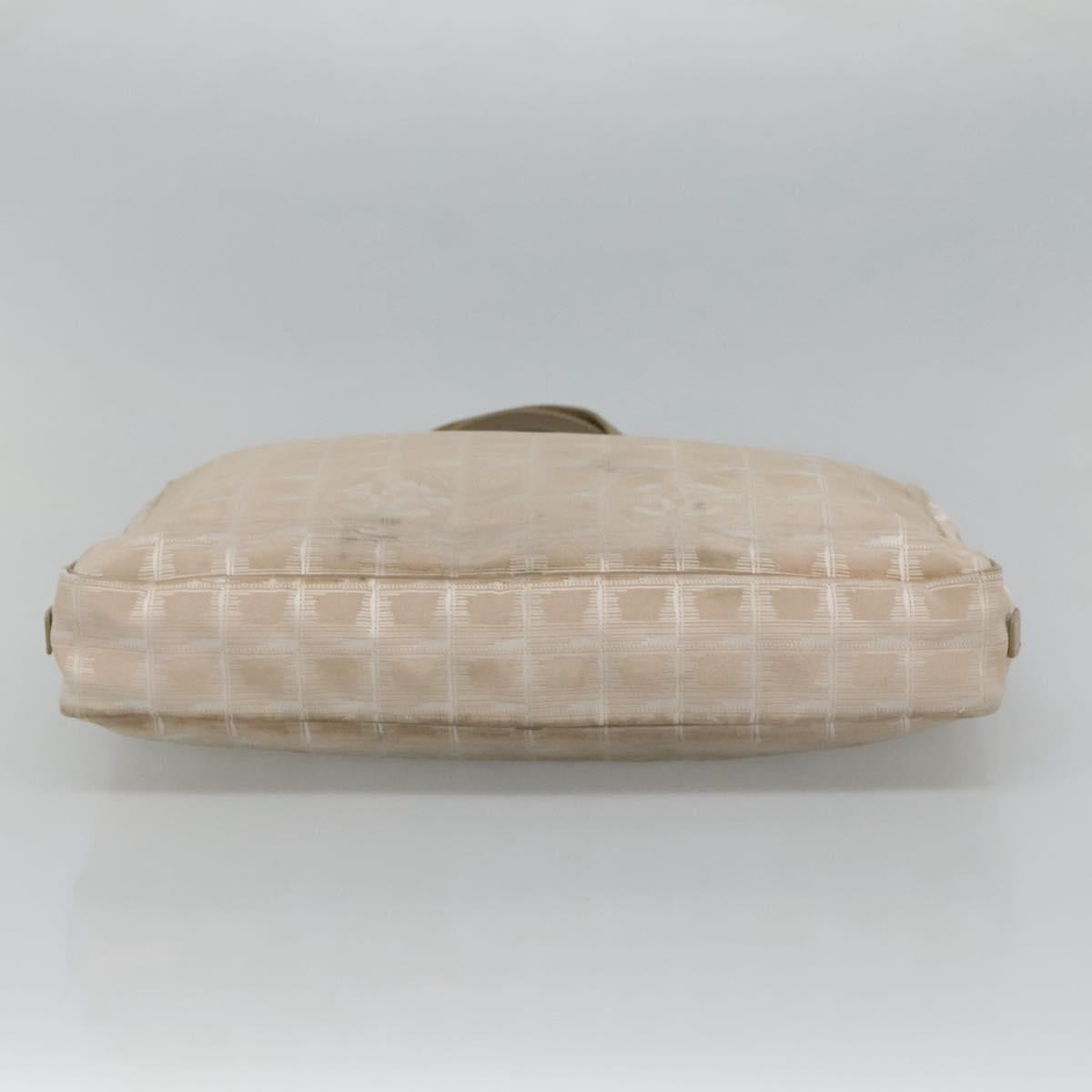 CHANEL New Travel line Hand Bag Nylon Beige CC Auth ti2897