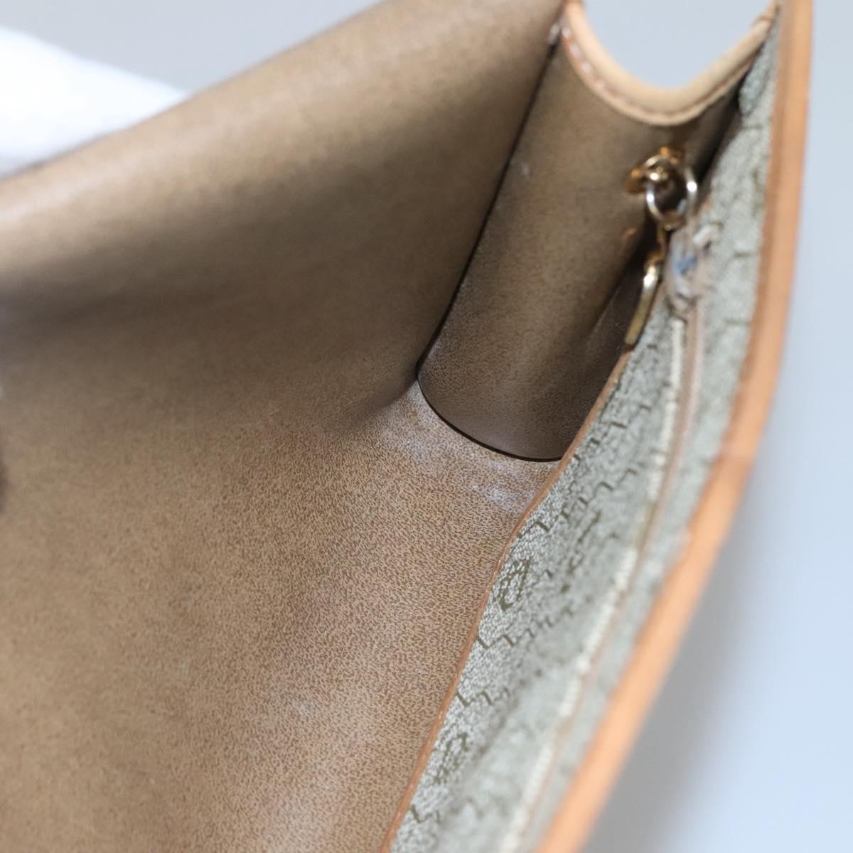 Christian Dior Honeycomb Canvas Chain Shoulder Bag PVC Leather Beige Auth ti2898