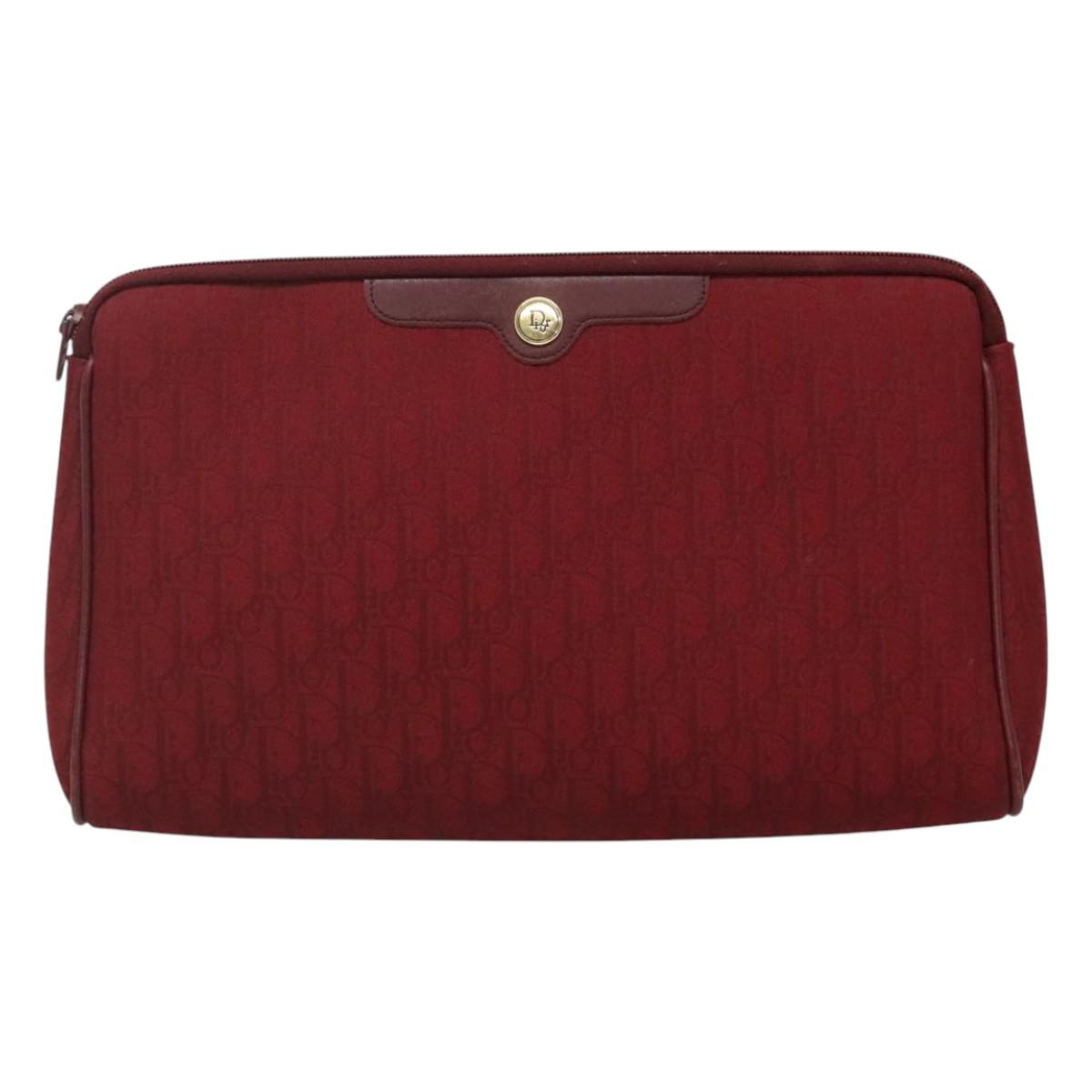 Christian Dior Trotter Canvas Clutch Bag Red Auth ti2899