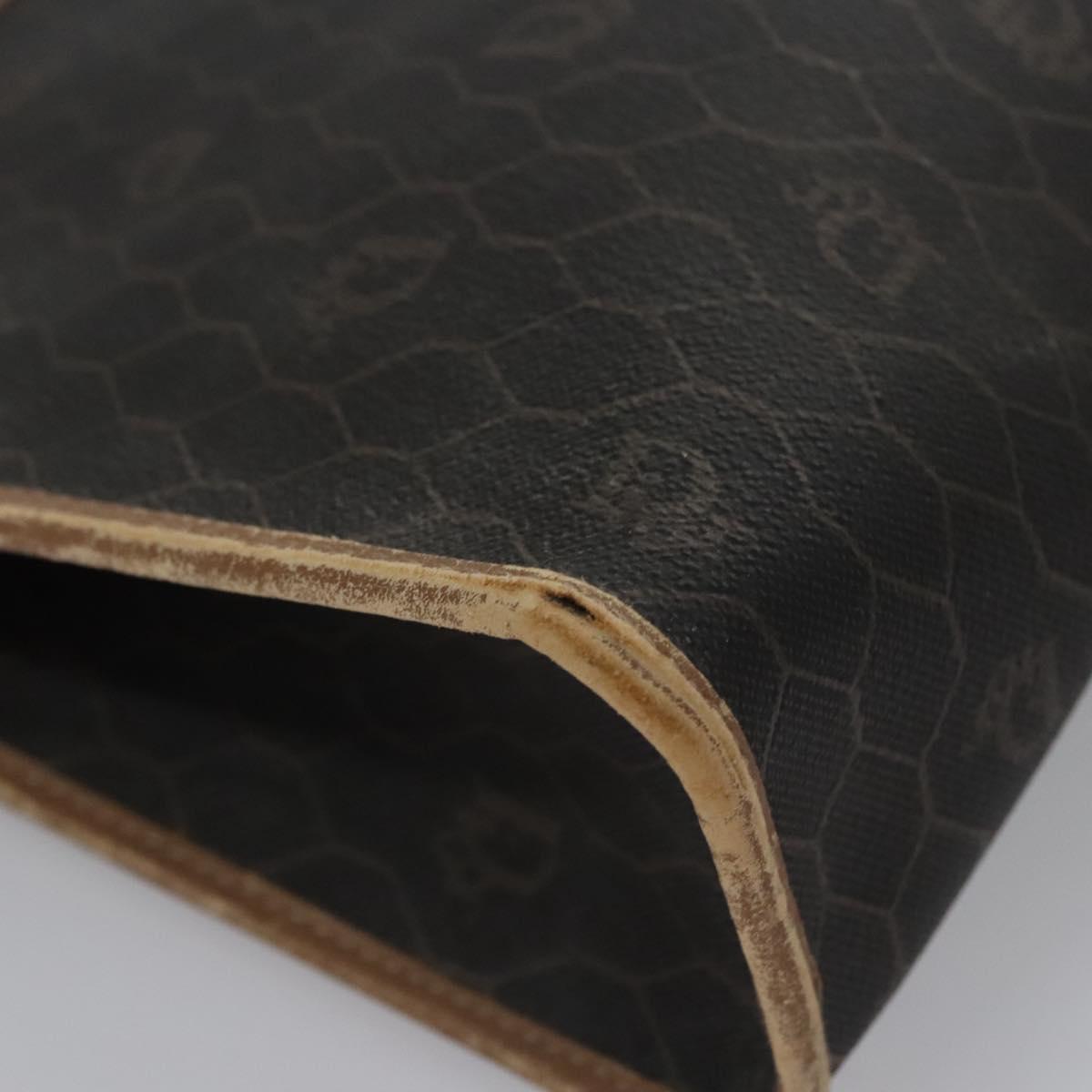 Christian Dior Honeycomb Canvas Clutch Bag PVC Leather Black Auth ti2901