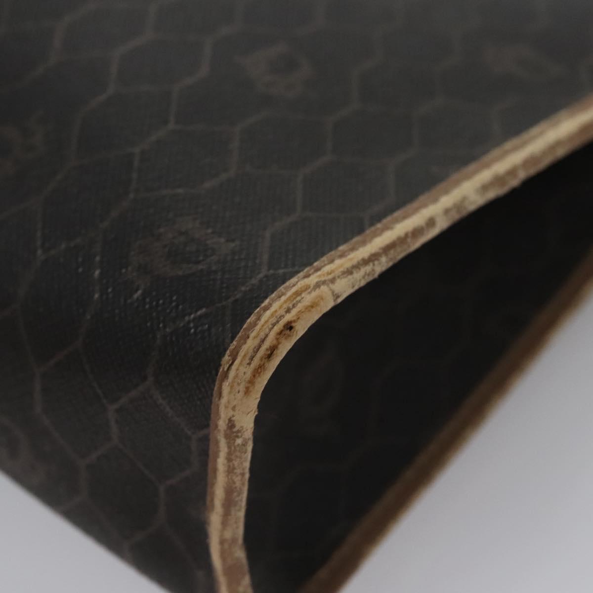 Christian Dior Honeycomb Canvas Clutch Bag PVC Leather Black Auth ti2901