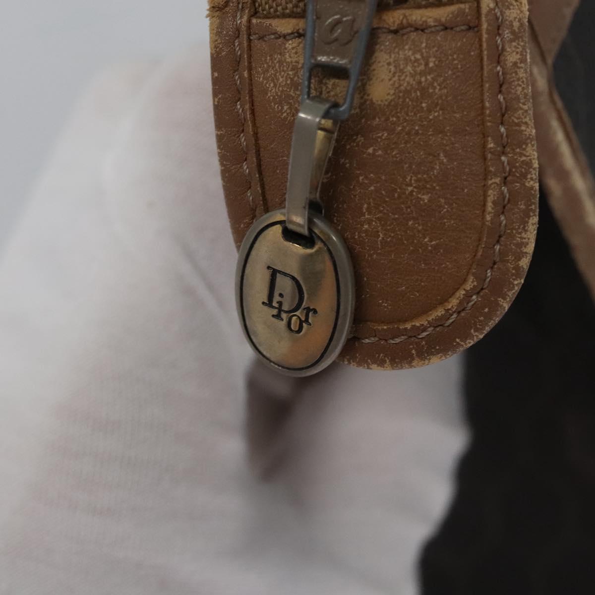 Christian Dior Honeycomb Canvas Clutch Bag PVC Leather Black Auth ti2901