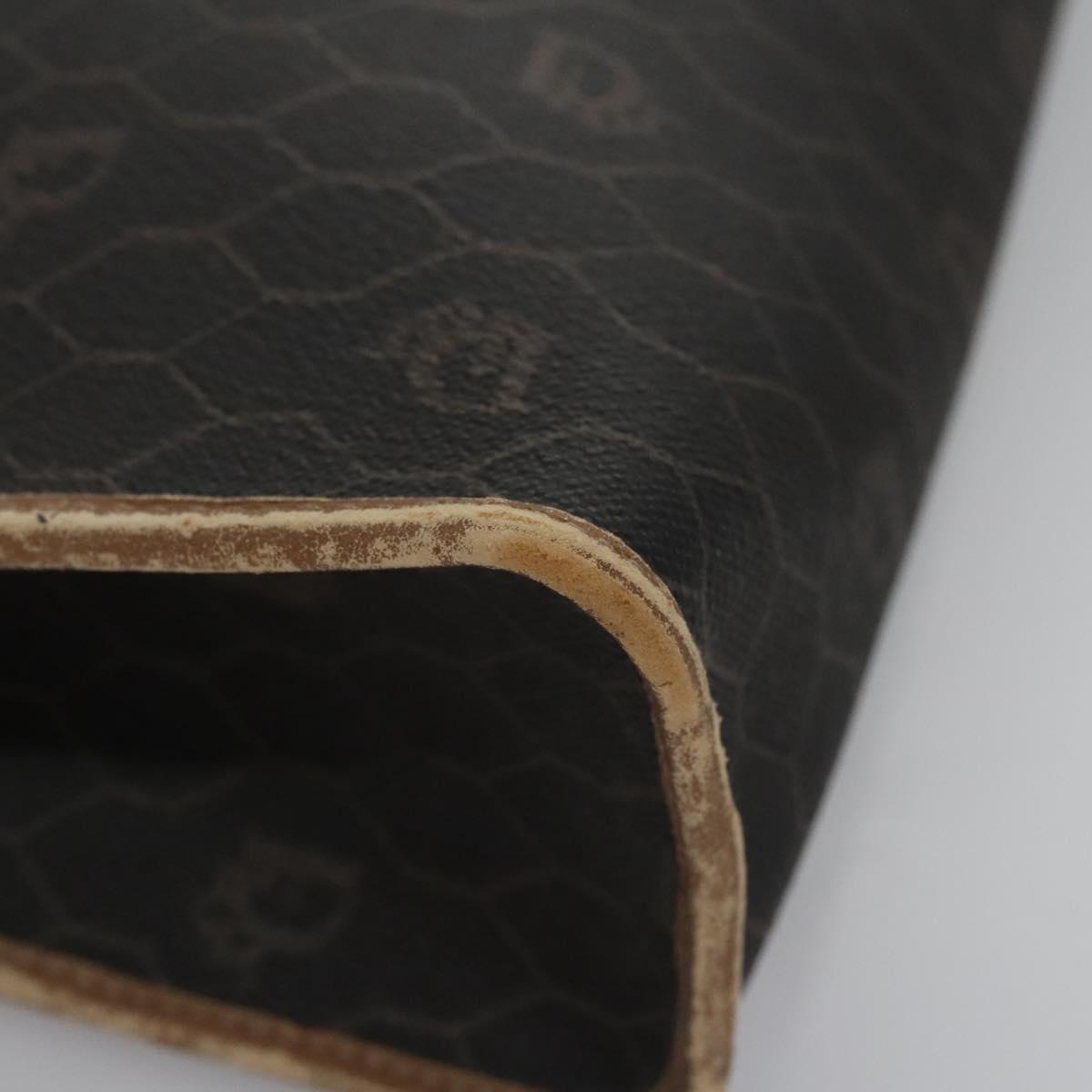 Christian Dior Honeycomb Canvas Clutch Bag PVC Leather Black Auth ti2901