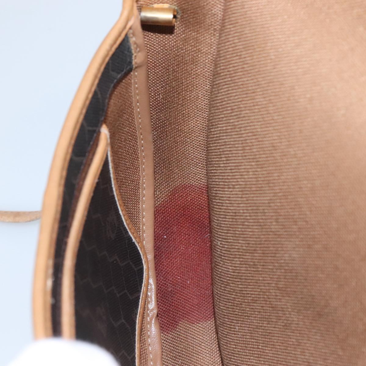 Christian Dior Honeycomb Canvas Shoulder Bag PVC Leather Black Auth ti2903