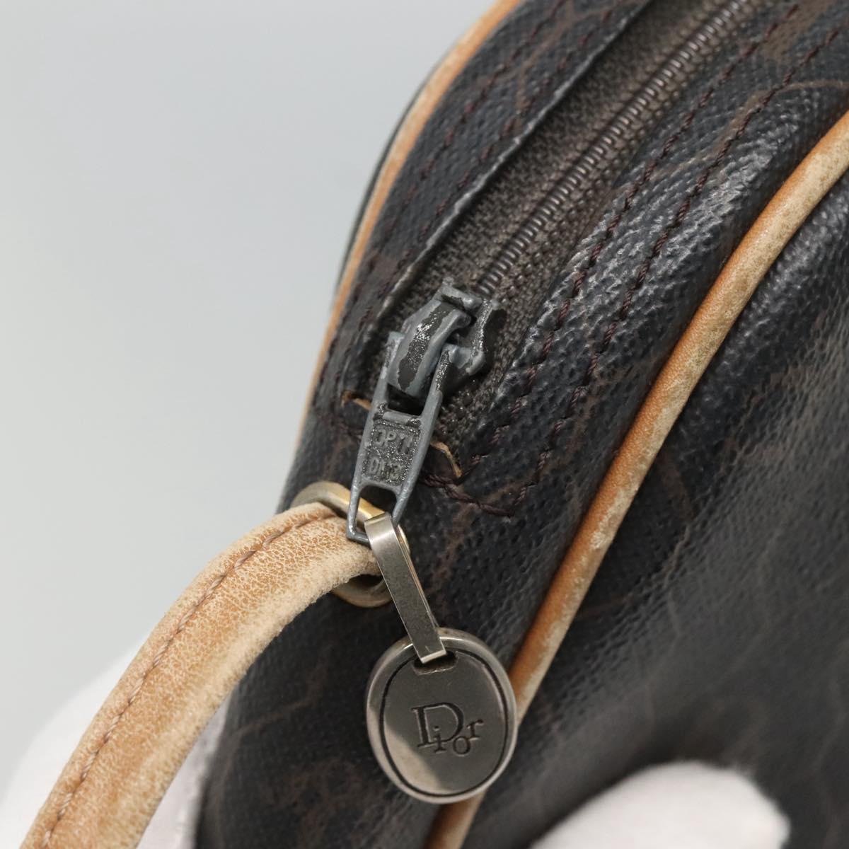 Christian Dior Honeycomb Canvas Shoulder Bag PVC Leather Black Auth ti2906