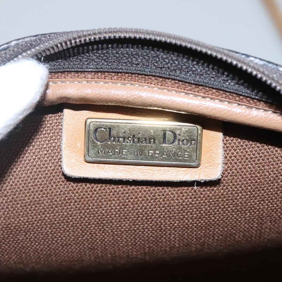 Christian Dior Honeycomb Canvas Shoulder Bag PVC Leather Black Auth ti2906