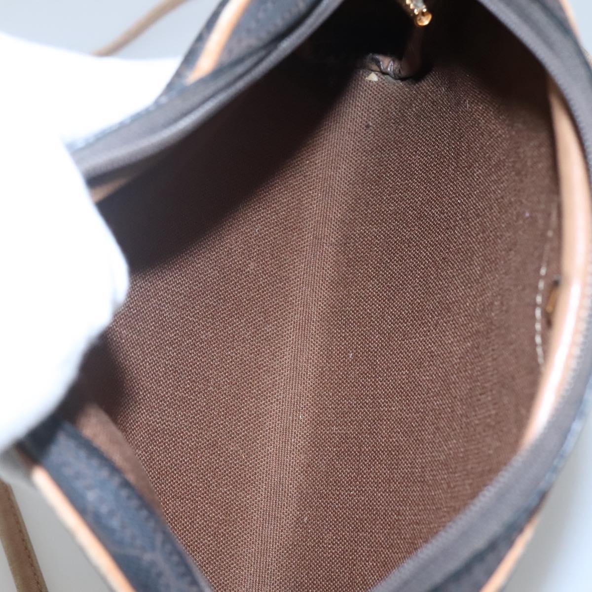 Christian Dior Honeycomb Canvas Shoulder Bag PVC Leather Black Auth ti2906