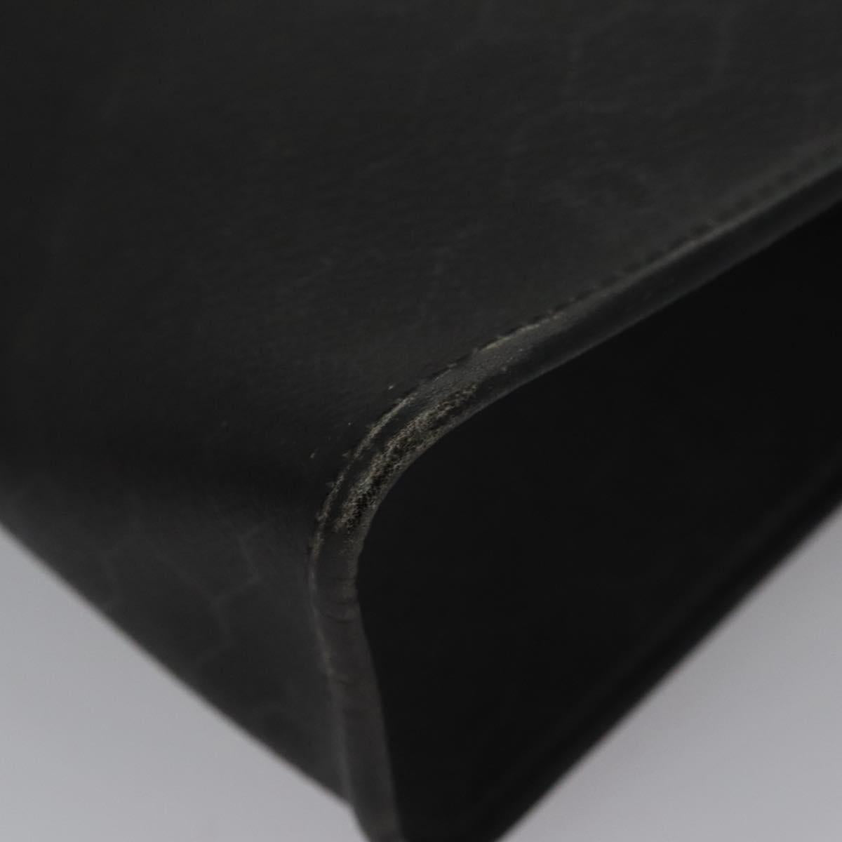 Christian Dior Honeycomb Canvas Clutch Bag PVC Leather Black Gold Auth ti2910