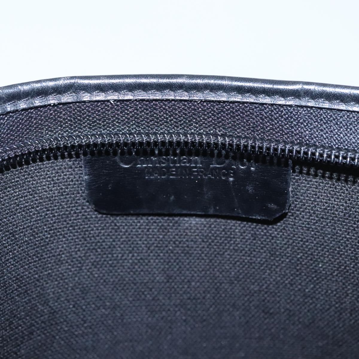 Christian Dior Honeycomb Canvas Clutch Bag PVC Leather Black Gold Auth ti2910