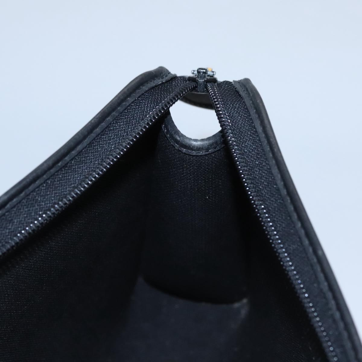 Christian Dior Honeycomb Canvas Clutch Bag PVC Leather Black Gold Auth ti2910