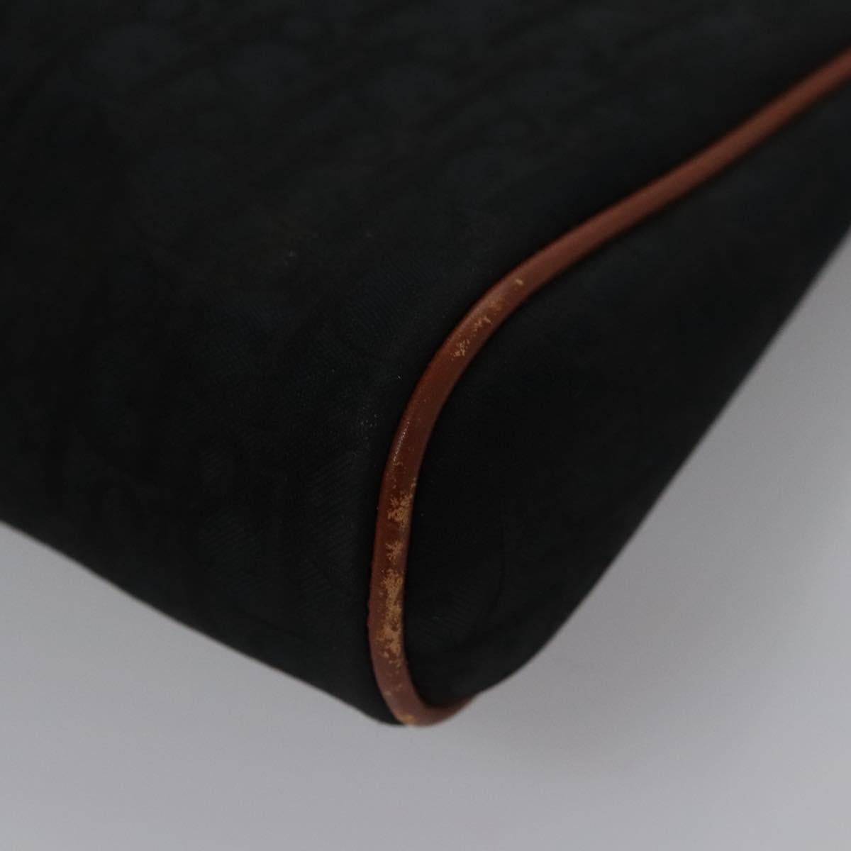 Christian Dior Trotter Canvas Clutch Bag Black Gold Auth ti2911