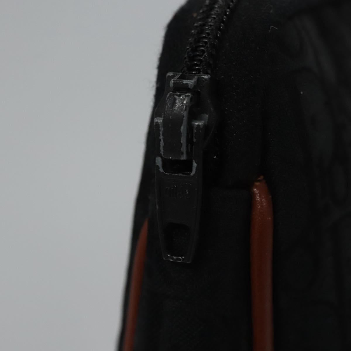 Christian Dior Trotter Canvas Clutch Bag Black Gold Auth ti2911