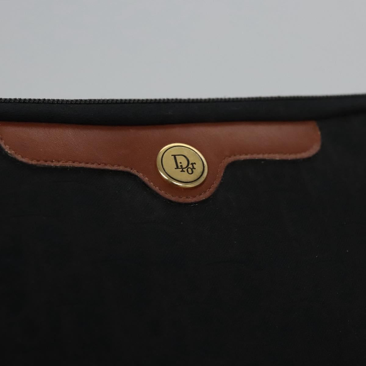 Christian Dior Trotter Canvas Clutch Bag Black Gold Auth ti2911