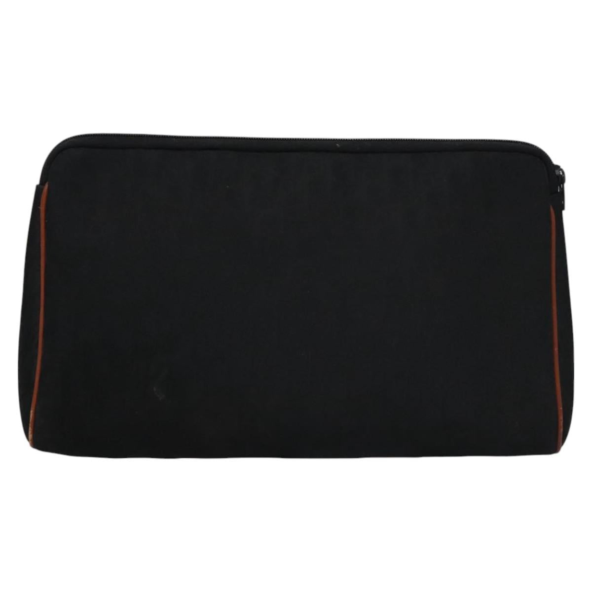 Christian Dior Trotter Canvas Clutch Bag Black Gold Auth ti2911