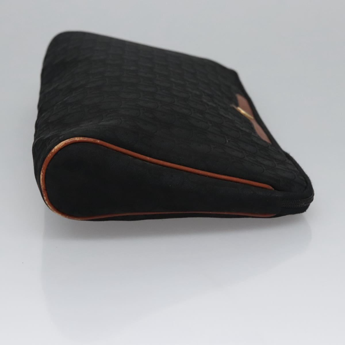 Christian Dior Trotter Canvas Clutch Bag Black Gold Auth ti2911