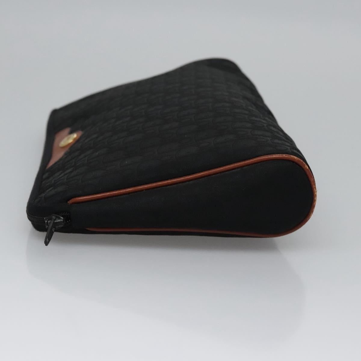 Christian Dior Trotter Canvas Clutch Bag Black Gold Auth ti2911