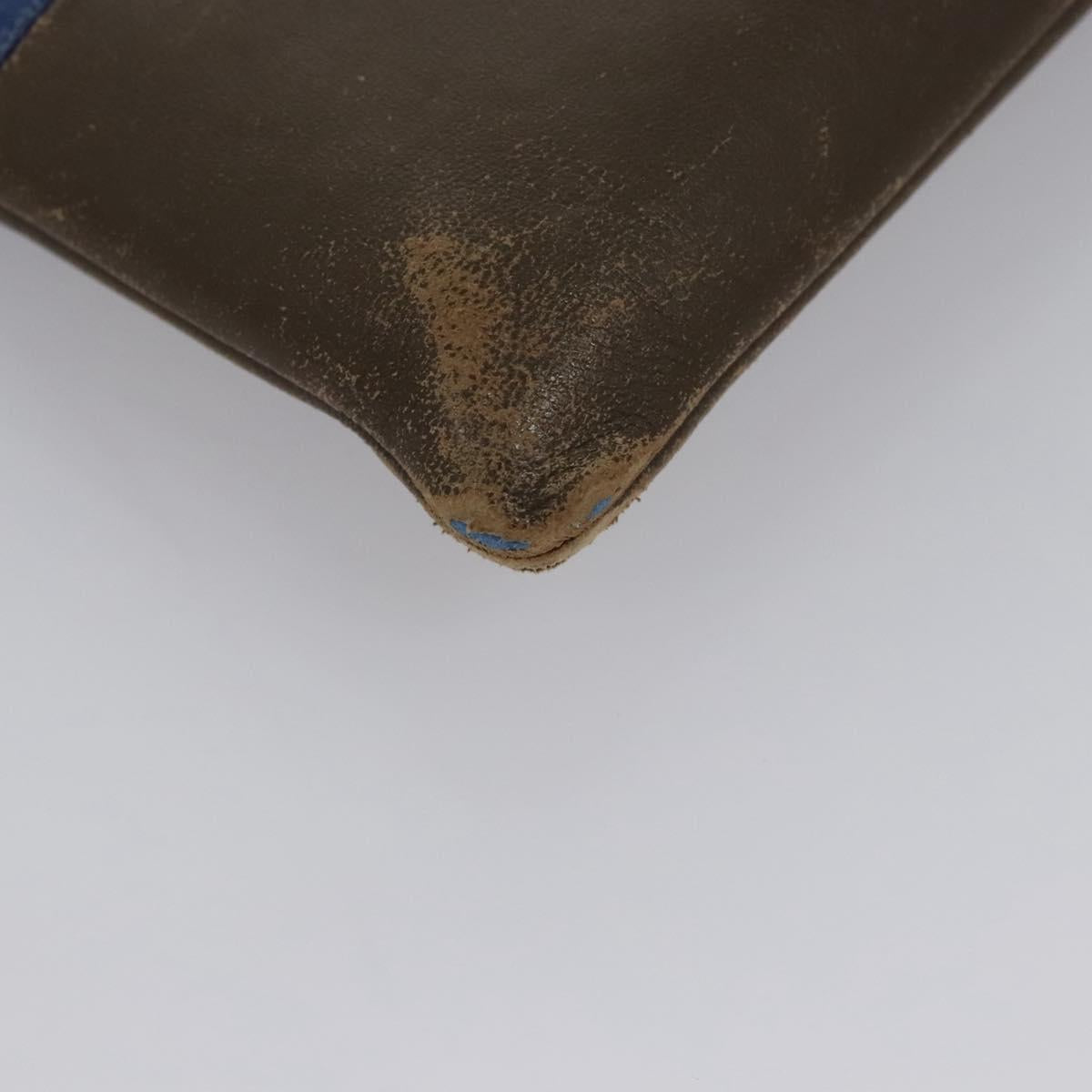 CELINE Pouch Leather Blue Gold Auth ti2920