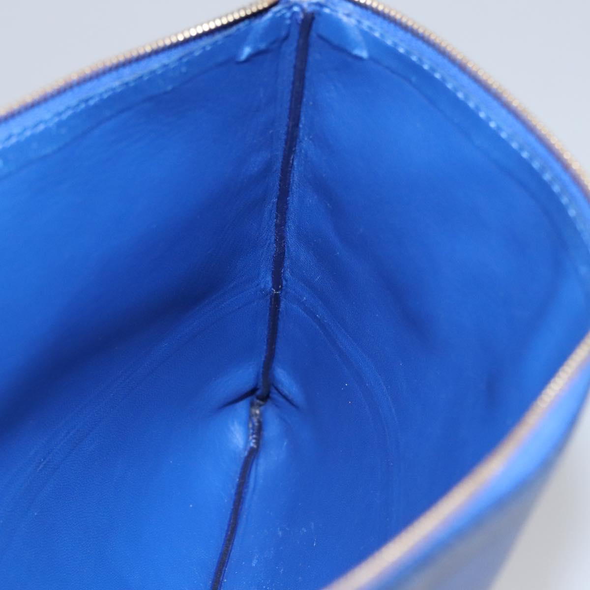 CELINE Pouch Leather Blue Gold Auth ti2920