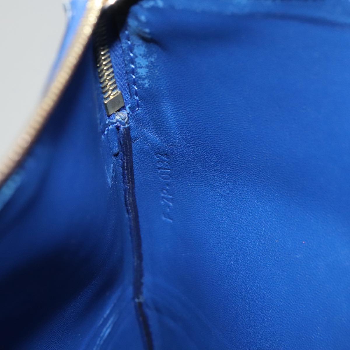 CELINE Pouch Leather Blue Gold Auth ti2920