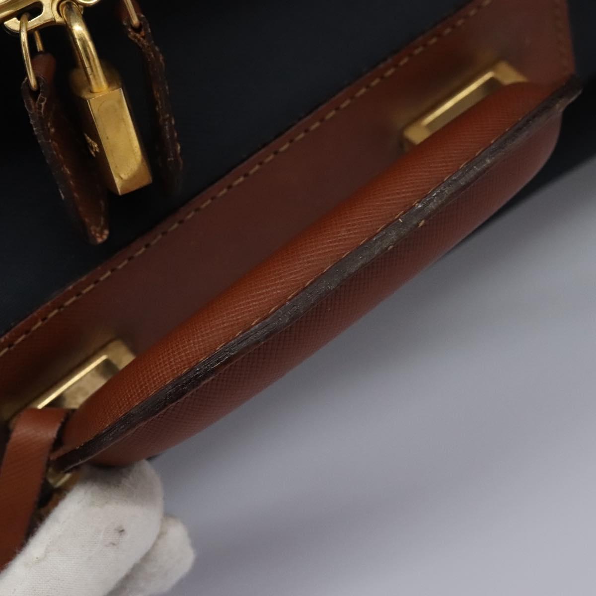 Burberrys Travel Case Boston Bag PVC Navy Brown Auth ti2922