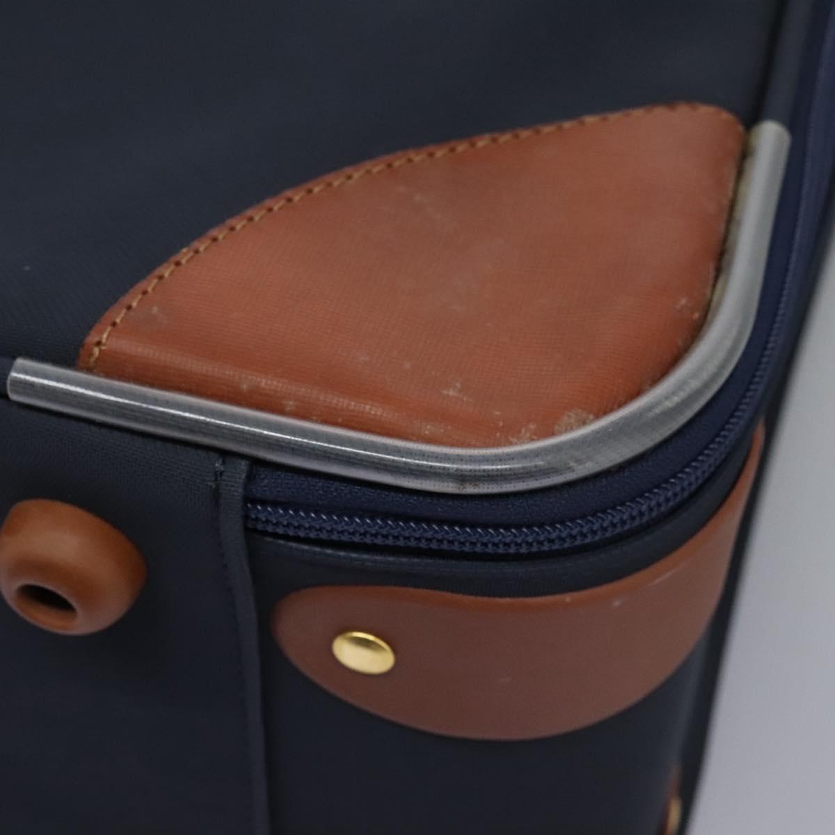 Burberrys Travel Case Boston Bag PVC Navy Brown Auth ti2922