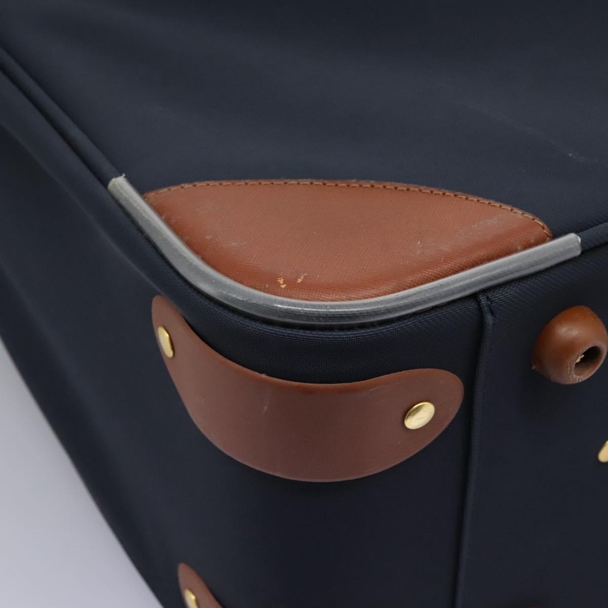 Burberrys Travel Case Boston Bag PVC Navy Brown Auth ti2922