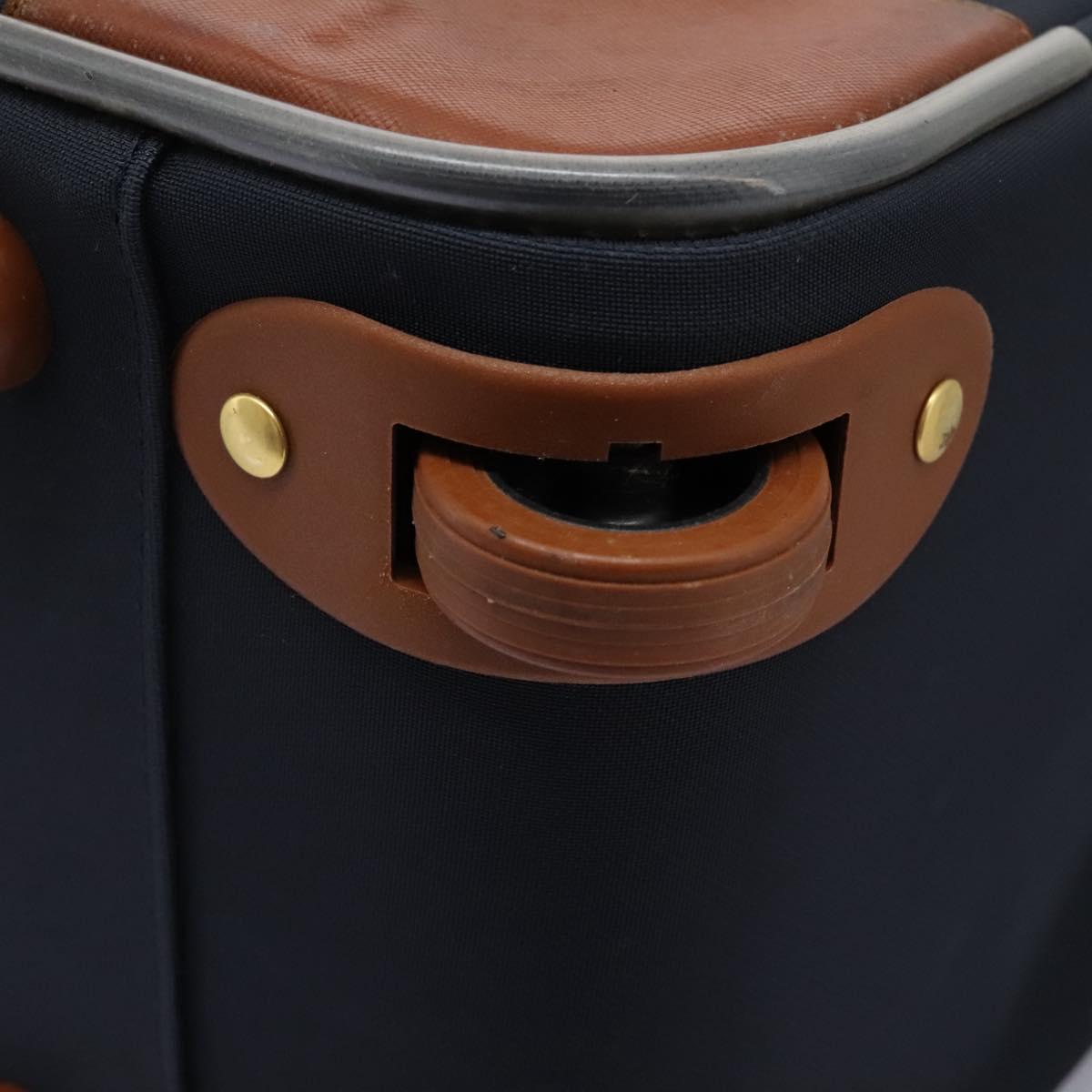 Burberrys Travel Case Boston Bag PVC Navy Brown Auth ti2922