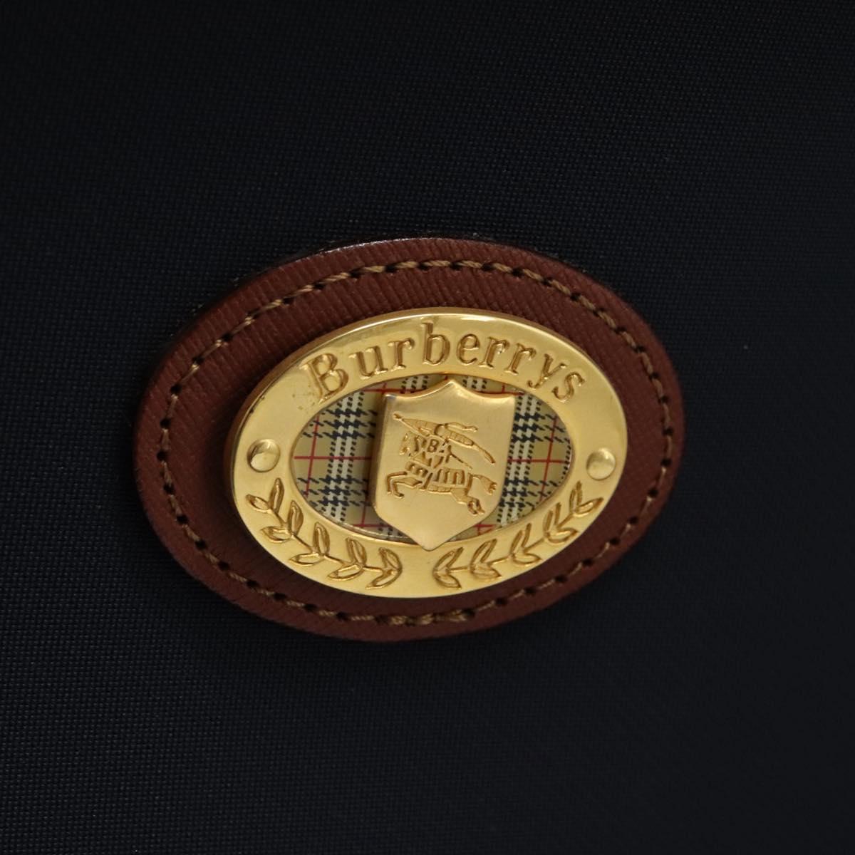 Burberrys Travel Case Boston Bag PVC Navy Brown Auth ti2922