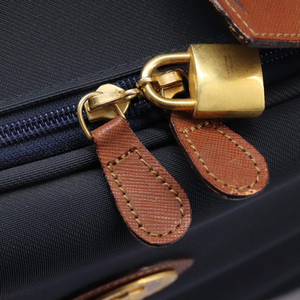 Burberrys Travel Case Boston Bag PVC Navy Brown Auth ti2922